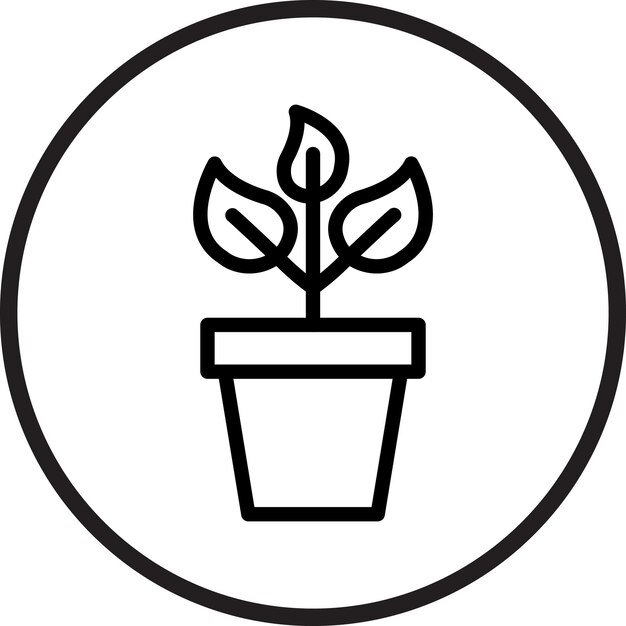 Vecteur une image en noir et blanc d'un pot avec une plante dedans