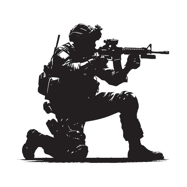 une image en noir et blanc d'un soldat avec un pistolet à la main