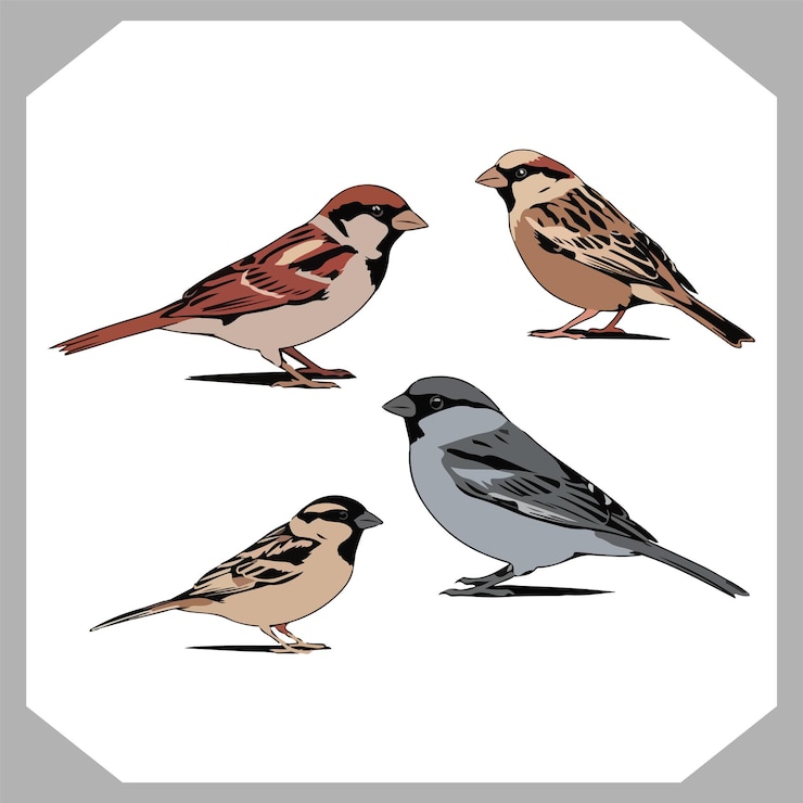 Vecteur une image d'oiseaux avec un qui a le numéro 3 dessus