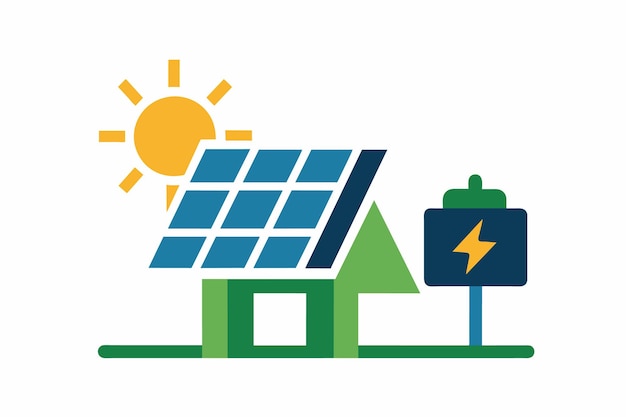 une image d'un panneau solaire et d'une maison avec un panneau solar