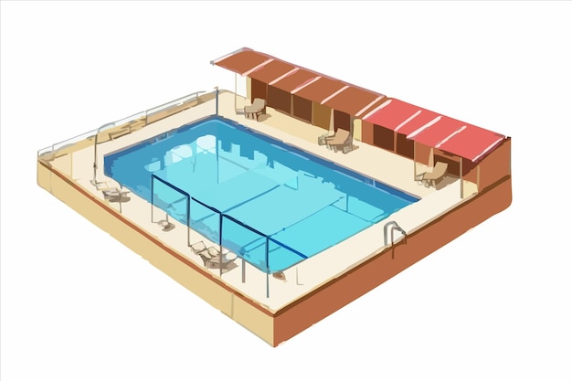 Vecteur une image d'une piscine avec une piscine et une piscine avec un bassin