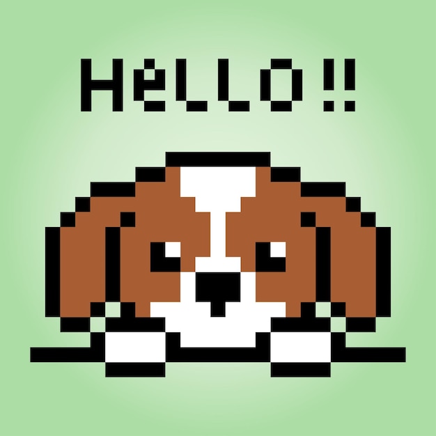 Image pixel 8 bits d'un chiot saluant des animaux pour des jeux d'actifs dans des illustrations vectorielles
