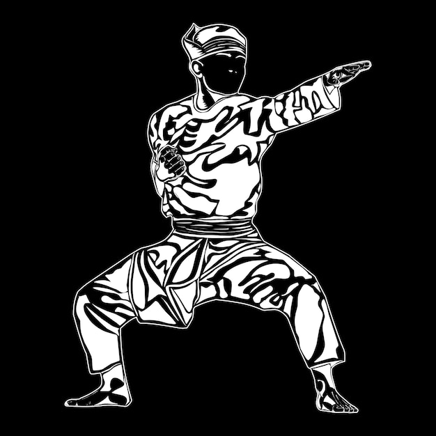 Vecteur image de silhouette mouvement silat