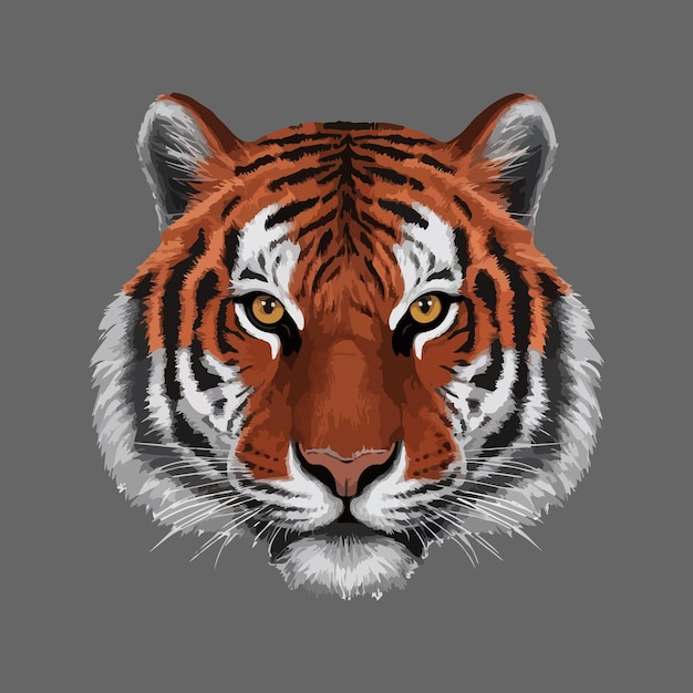 Une image de tête de tigre en noir et blanc illustration vectorielle colorée