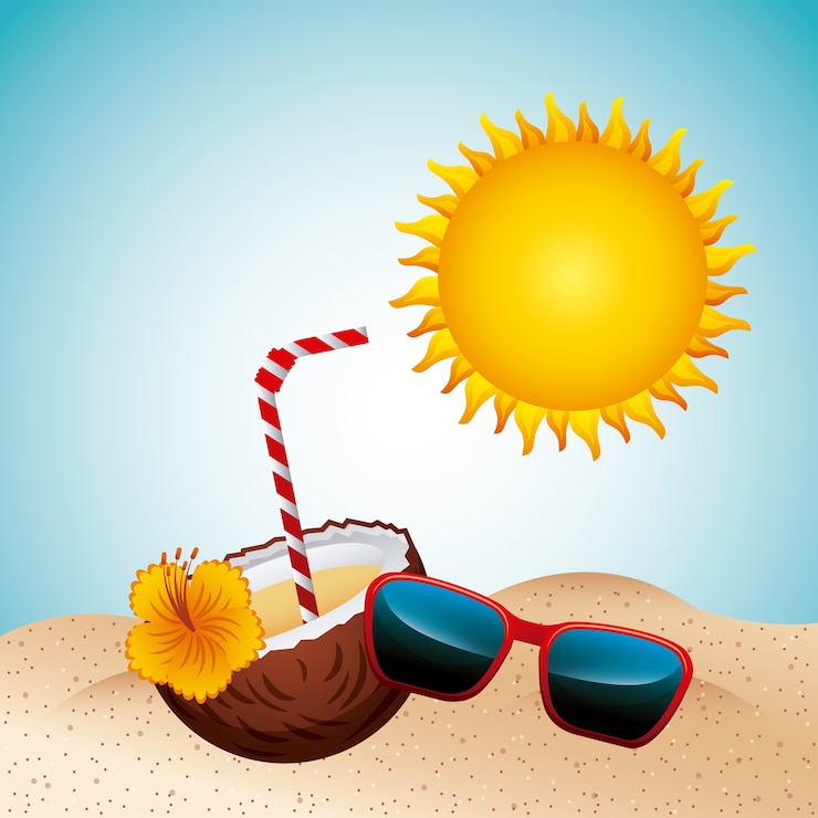 Vecteur image de vacances plage tropicale