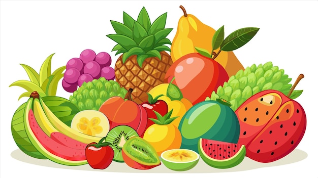 une image d'une variété de fruits, y compris un ananas et un ananas