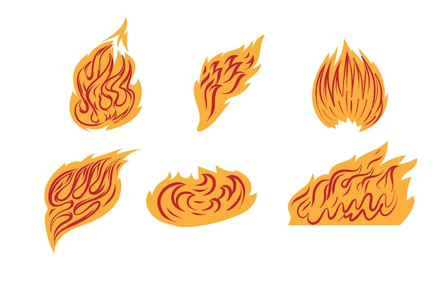 Image vectorielle 2D de l'ensemble de flammes de contour