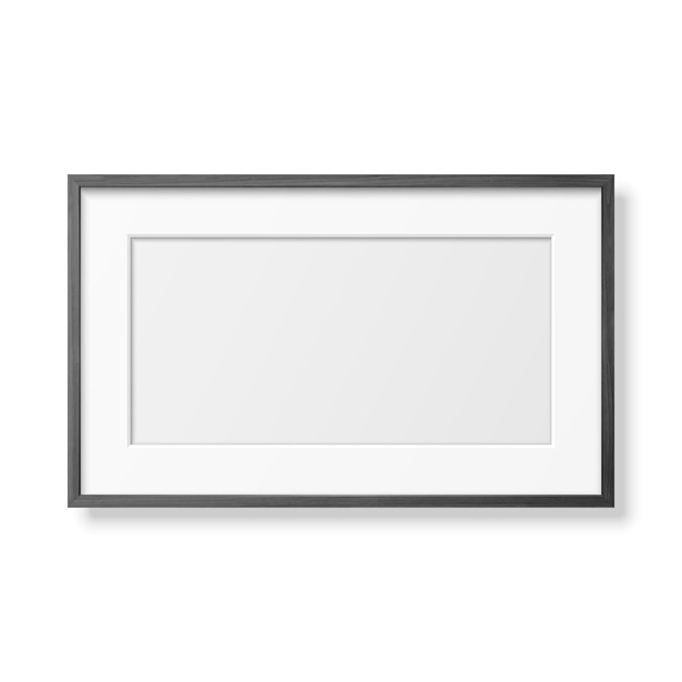 Image vectorielle 3d réaliste noir horizontal en bois simple cadre moderne icône gros plan isolé sur blanc il peut être utilisé pour des présentations modèle de conception pour maquette vue de face