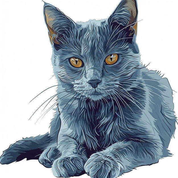 Image Vectorielle D'un Chat Sur Un Fond Blanc Illustration Dessinée à La Main