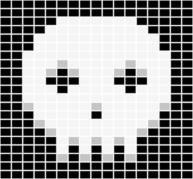 Image vectorielle d'un crâne en mosaïque assemblé à partir de carreaux rectangulaires