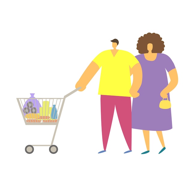 Image vectorielle la famille fait du shopping