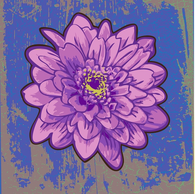 Image Vectorielle D'une Fleur De Chrysanthème Dans Le Style Pop Art, Moderne, Graphique, Texture