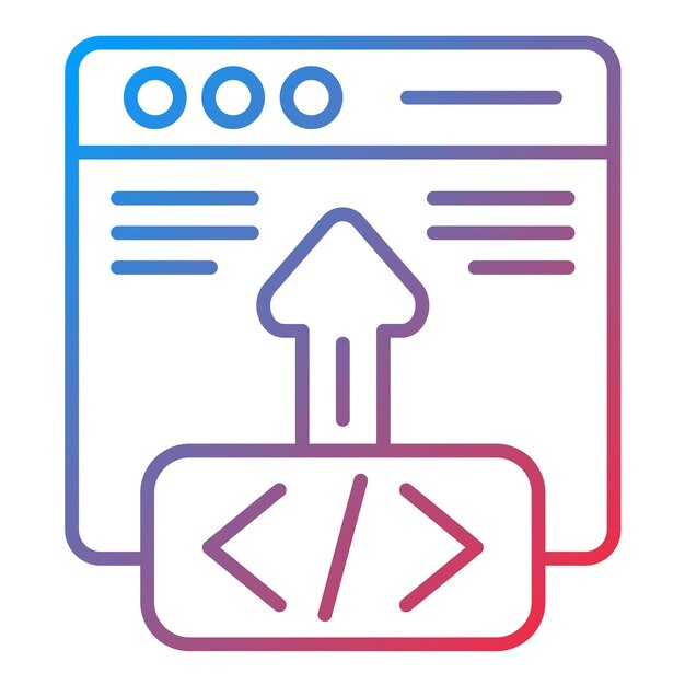 L'image vectorielle de l'icône de déploiement du code peut être utilisée pour la programmation informatique