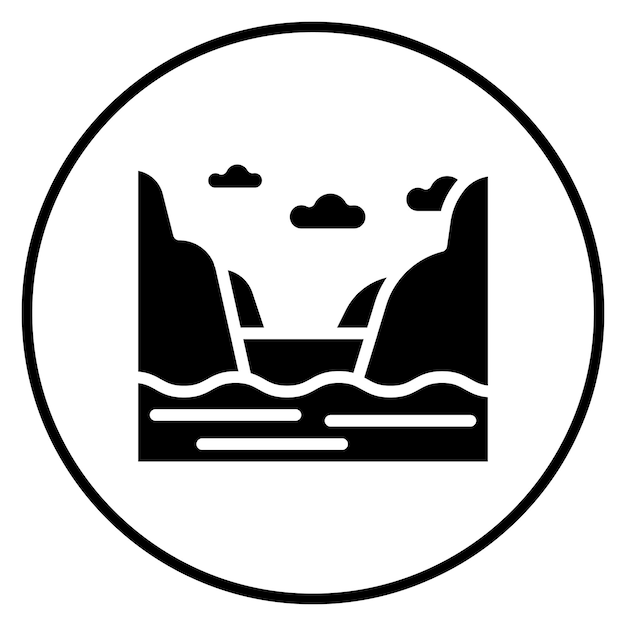 L'image vectorielle de l'icône du fjord peut être utilisée pour la géographie