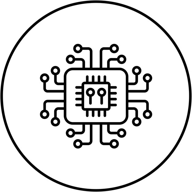 L'image vectorielle de l'icône du processeur peut être utilisée pour l'intelligence artificielle