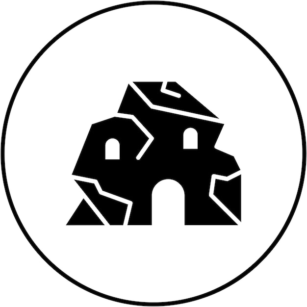 Vecteur l'image vectorielle de l'icône de la maison de la grotte peut être utilisée pour le type de maisons