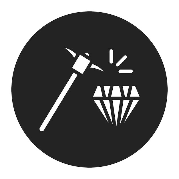 L'image vectorielle de l'icône de la pioche de diamant peut être utilisée pour l'exploitation minière et l'artisanat