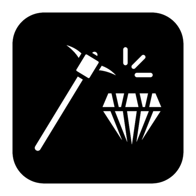 L'image vectorielle de l'icône de la pioche de diamant peut être utilisée pour l'exploitation minière et l'artisanat