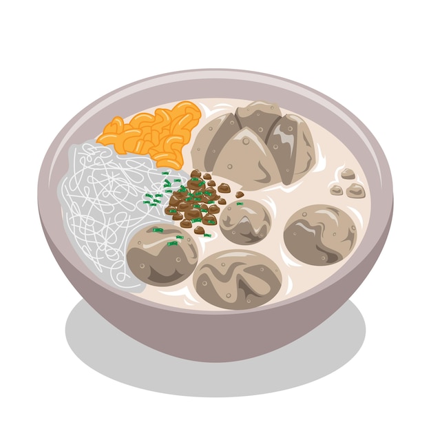 Image vectorielle d'illustration de boulette de viande de nourriture traditionnelle indonésienne