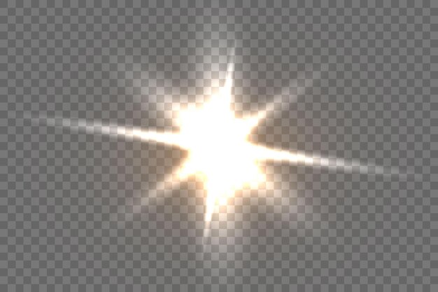 Image vectorielle lumière solaire transparente lentille spéciale lumière parasite effet de lumière lentille frontale lumière parasite Vecteur flou dans la lumière radiance Élément de décor Faisceaux d'étoiles horizontales et étoile de projecteur