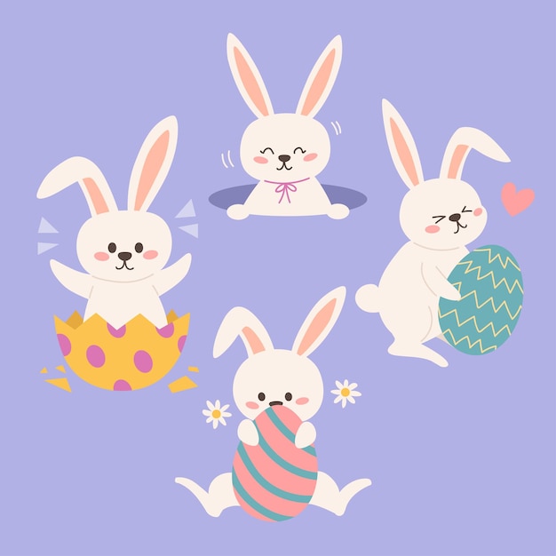 Image vectorielle mignon lapins de Pâques