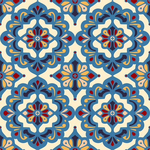 Vecteur image vectorielle rétro ou traditionnel de style portugais ou marocain carreaux de sol motif de surface sans couture pour les produits d'arrière-plan ou les impressions sur papier d'emballage