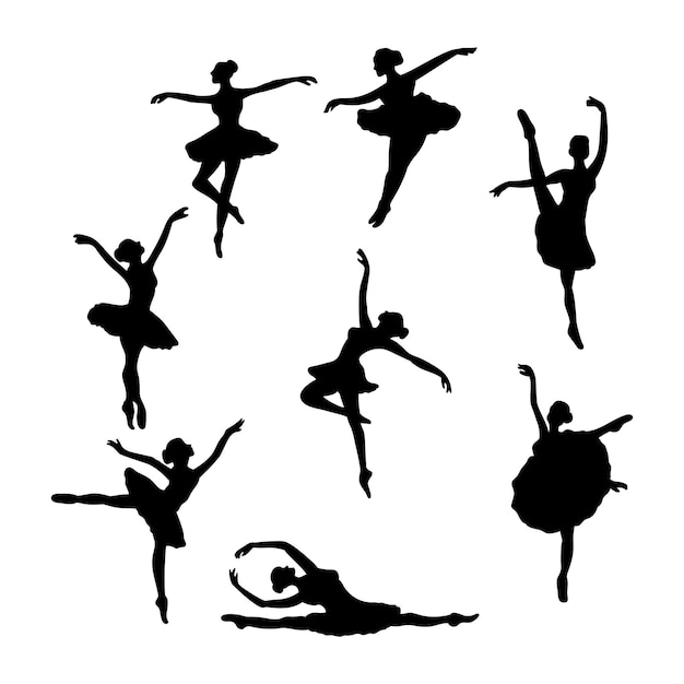 Image Vectorielle De La Silhouette De La Ballerine Danseuse De Ballet Vectorielle Isolée Sur Fond Blanc Pendant La Danse