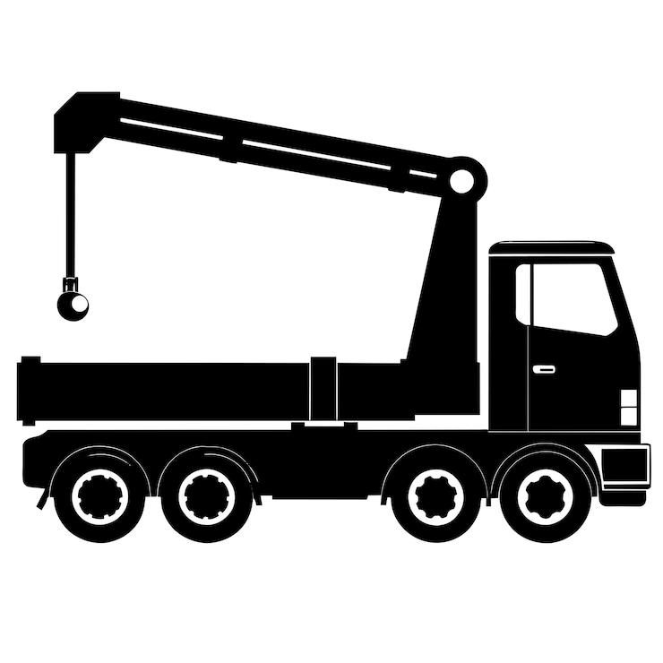 Vecteur une image vectorielle de silhouette noire à haute résolution d'un camion grue mobile sur un fond blanc 19