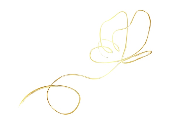 Image vectorielle simple crayon doré doré ou dessin au trait effet craie unique ou un papillon mouche continu