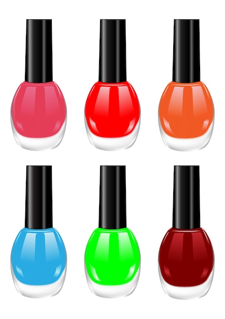 Vecteur l'image vectorielle de vernis à ongles de différentes couleurs