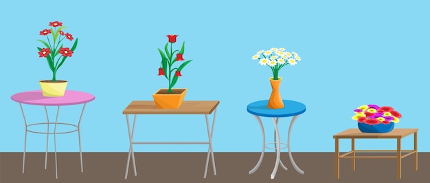 images de cinq fleurs différentes dans des vases