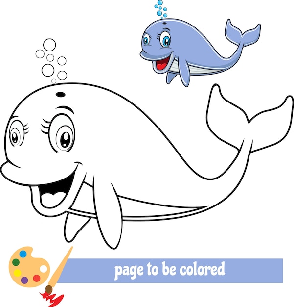 Vecteur images de coloriage de baleine de dessin animé