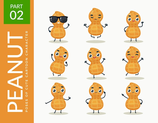 Images de mascotte de l'arachide. ensemble.