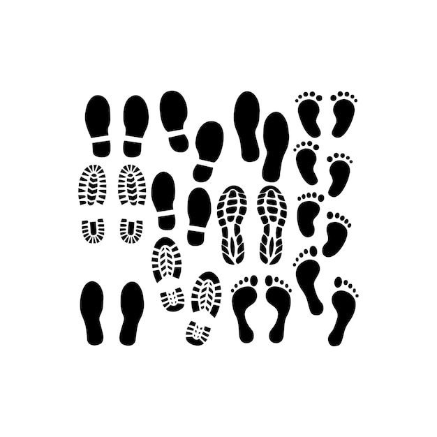 Images vectorielles d'empreintes de pas et de chaussures Définition de l'icône vectorielle