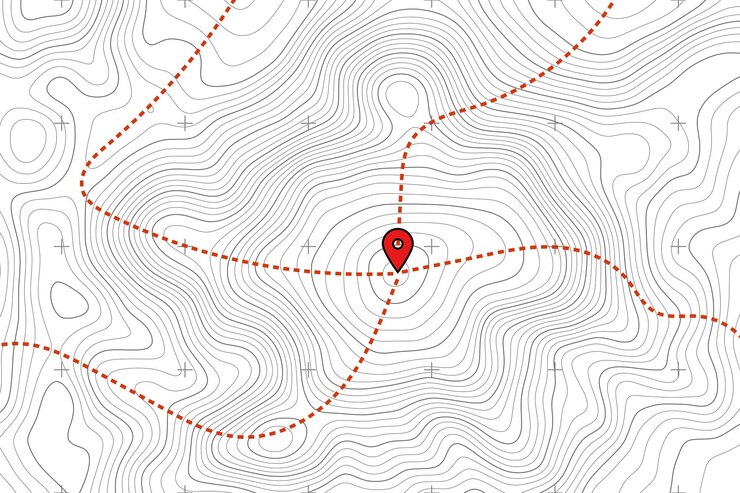 Vecteur imitation d'une carte géographique du contour de la route d'ascension
