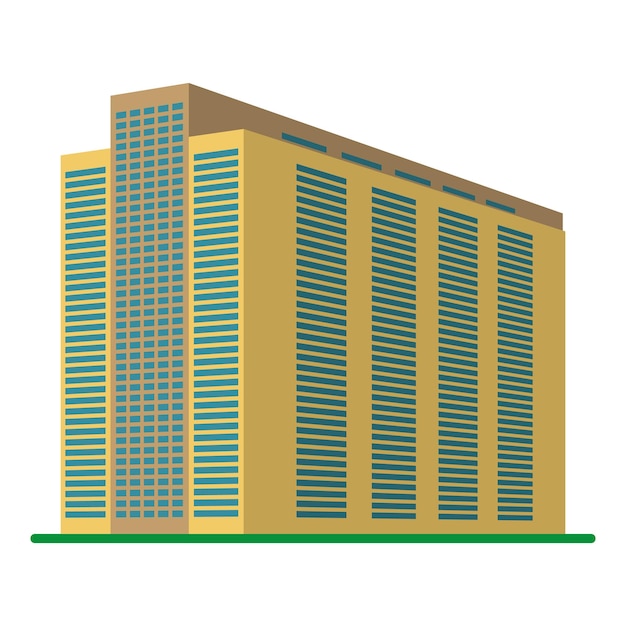 Un Immeuble De Grande Hauteur Moderne Sur Fond Blanc. Vue Du Bâtiment Depuis Le Bas. Illustration Vectorielle Isométrique.