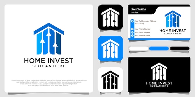 Vecteur immobilier d'accueil avec logo d'investissement et création de logo statistique