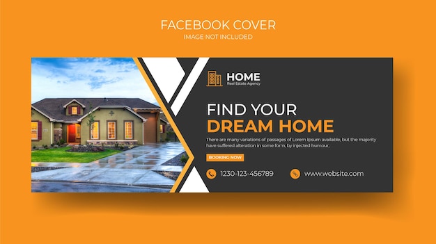 Vecteur immobilier maison location vente médias sociaux publication couverture facebook et modèle de bannière publicitaire web chronologie