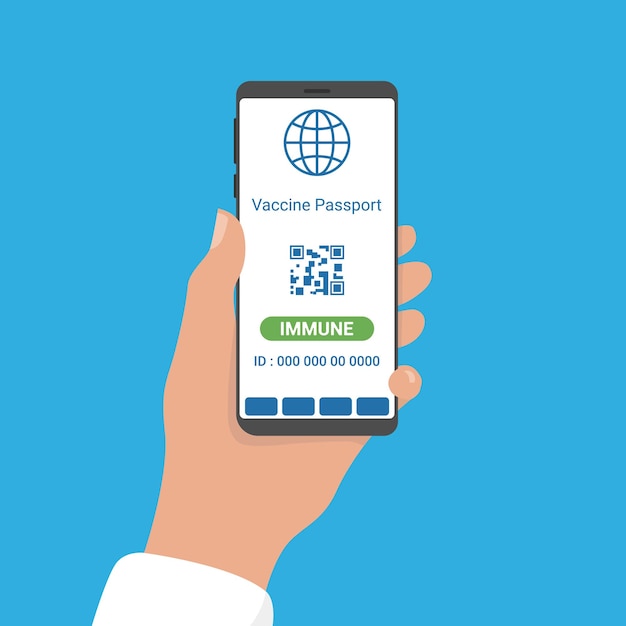Immunité Covid-19 résultat sur l'application d'un smartphone, passeport vaccinal numérique.
