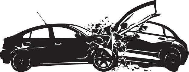 Vecteur impact noir icône d'accident de voiture noire conception de l'emblème de l'accident du vecteur de sérénité brisé en noir