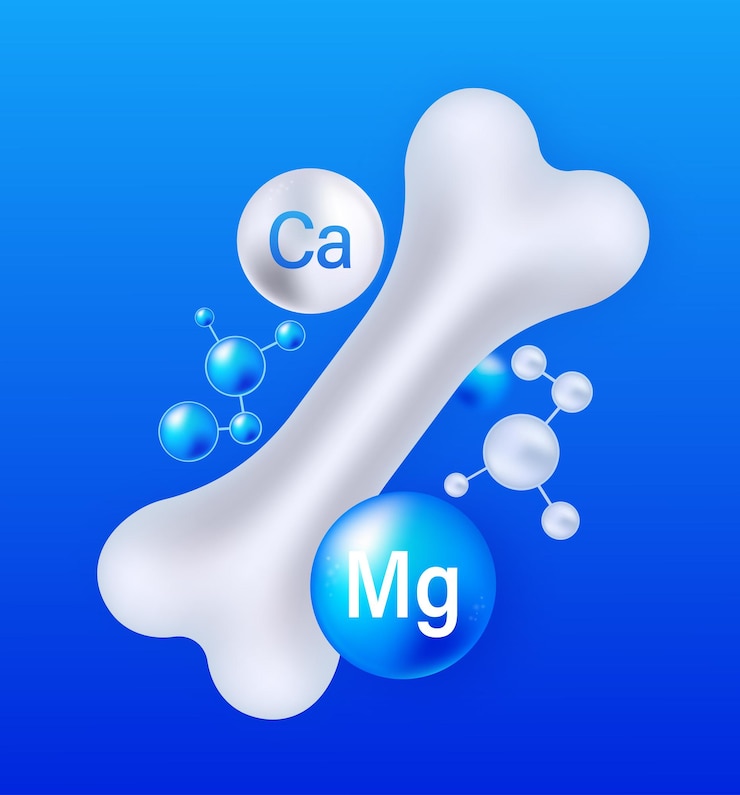 Vecteur l'importance moléculaire du calcium et du magnésium illustrée dans un graphique vectoriel