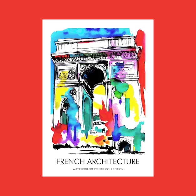 Impression d'affiche de vecteur d'architecture française antique