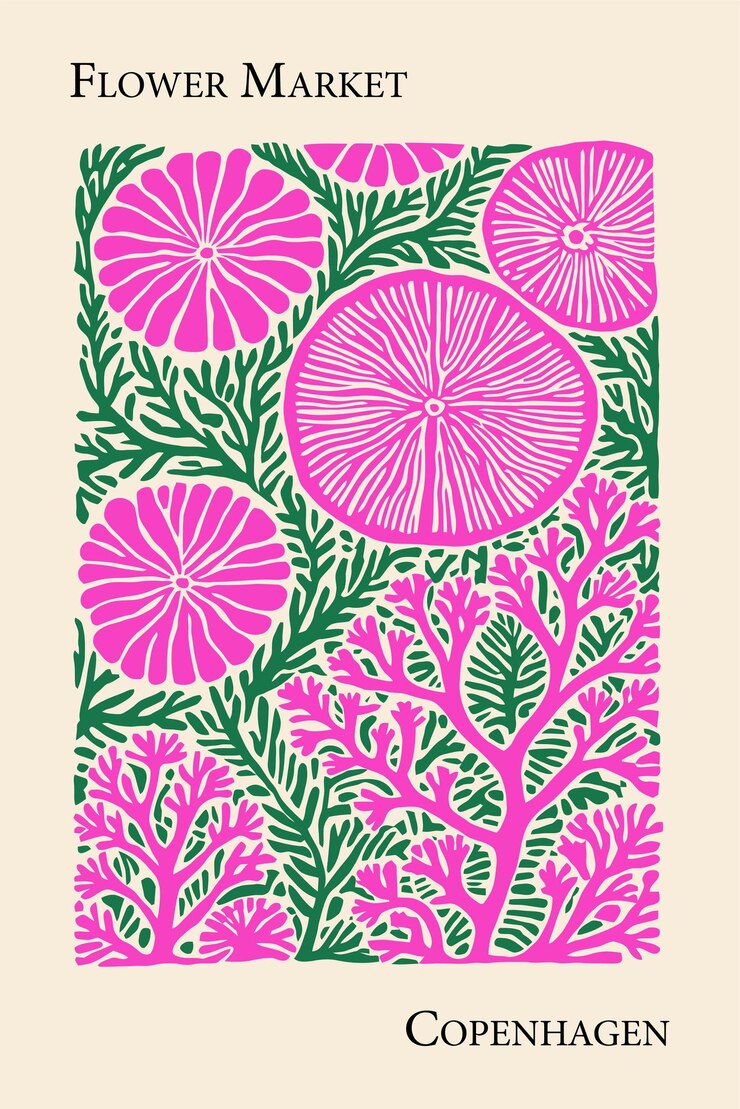 Vecteur impression artistique vectorielle des récifs coralliens botaniques