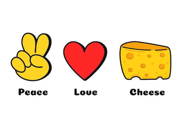 Impression De Concept De Fromage D'amour De Paix Pour T-shirt