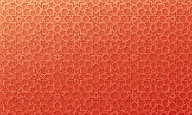 Impression De Fond Arabe. Ornement Rouge Islamique. Forme 3d Géométrique. Motif Traditionnel Arabe De Texture. Illustration Vectorielle