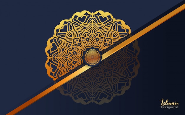 Impression De Fond Mandala Luxe Avec Arabesque Dorée