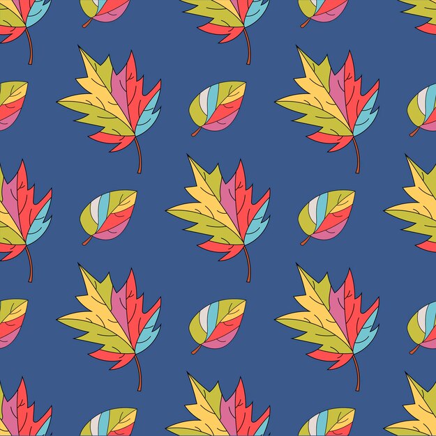 Impression De Fond Sans Couture Avec Illustration Vectorielle De Feuilles D'automne Colorées