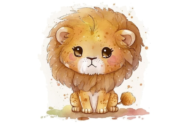 Vecteur impression de tshirt illustration vectorielle lion aquarelle