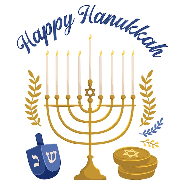 Impression vectorielle de Hanukkah heureux. Illustration des fêtes juives