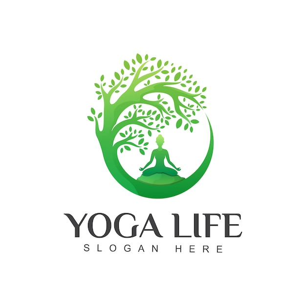 Impressionnant Modèle De Conception De Logo De Vie De Yoga Vert